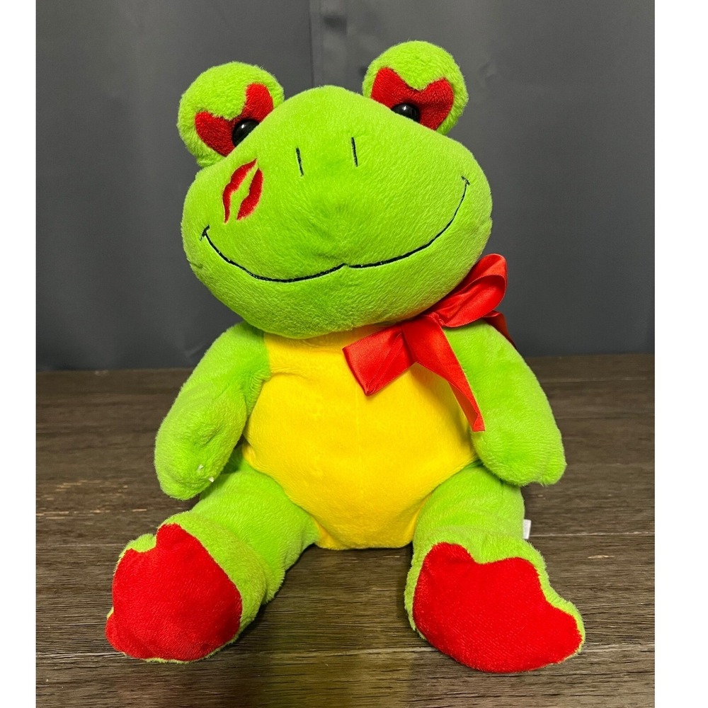 Kids‎ Plush Frog Stuffed Animal Toy Red Accents Valentine's Day Gift